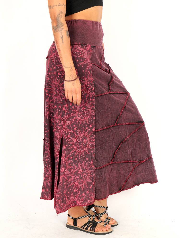 Falda patchwork sol y luna larga abierta FAEV38