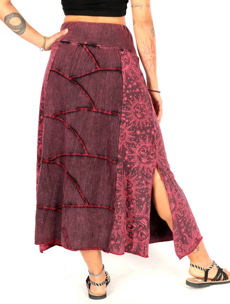 Falda patchwork sol y luna larga abierta FAEV38
