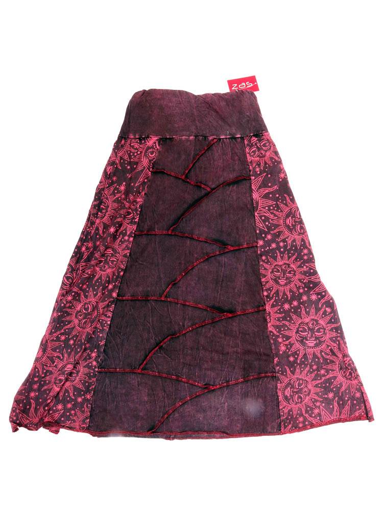 Falda patchwork sol y luna larga abierta FAEV38 color Granate