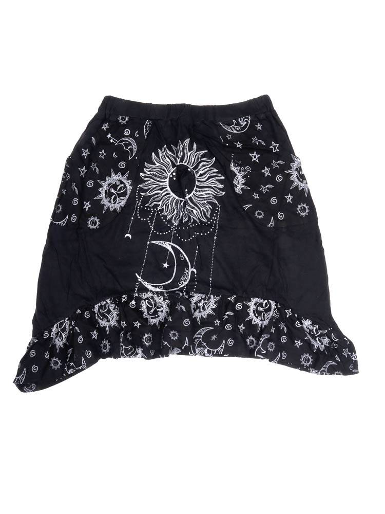 Falda sol y luna de aire místico FAEV39 color Negro