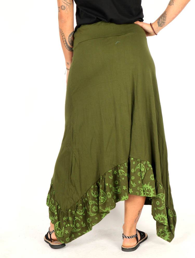 Falda asimétrica sol y luna de esencia bohemia FAEV40