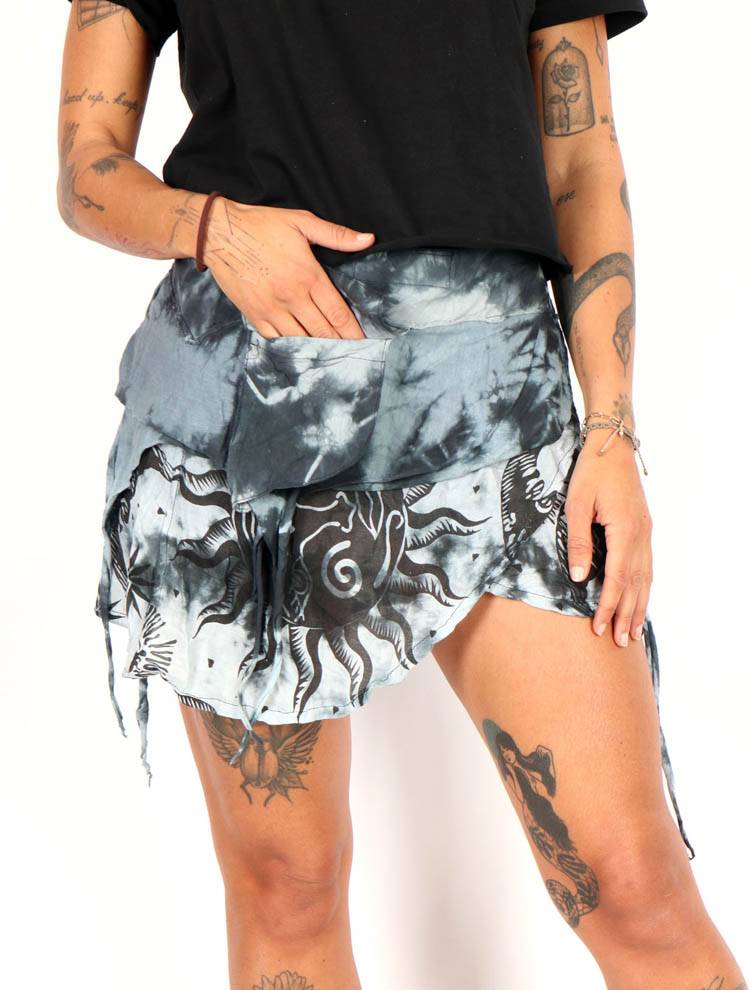 Minifalda corta asimétrica sol y luna FAEV42