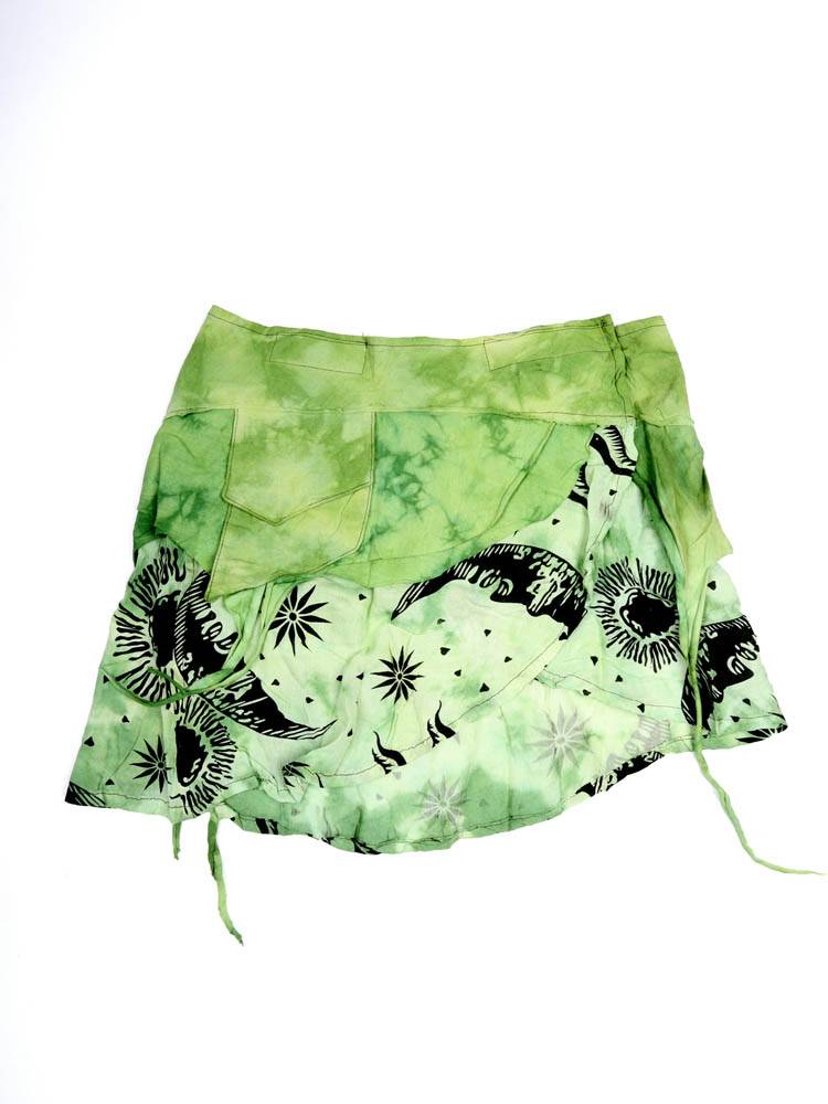 Minifalda corta asimétrica sol y luna FAEV42 color Verde