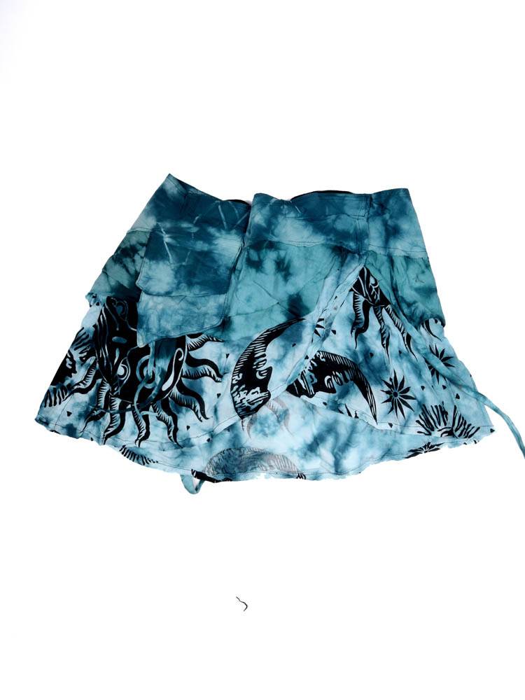 Minifalda corta asimétrica sol y luna FAEV42 color Azul
