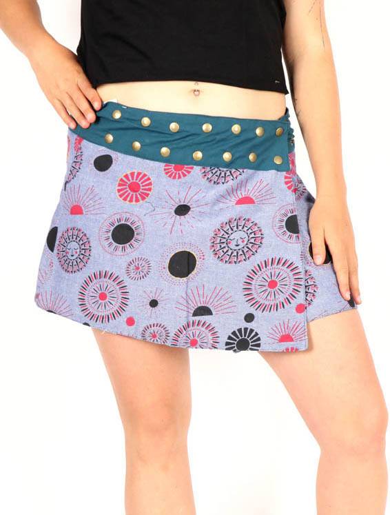 Minifalda boho con tachuelas sol y luna FAEV43