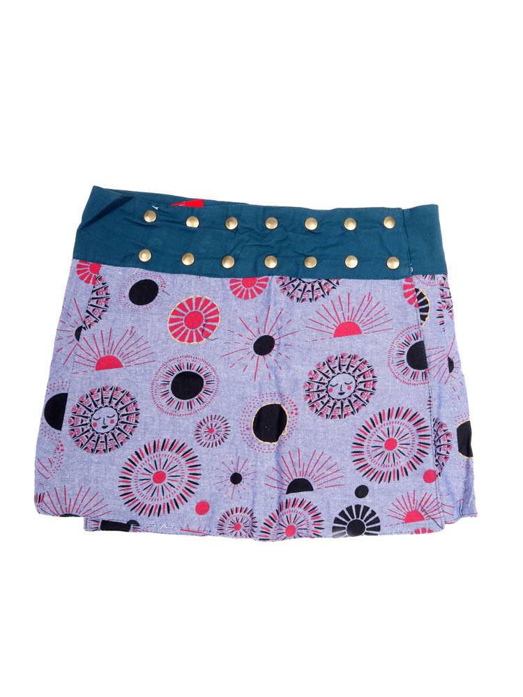 Minifalda boho con tachuelas sol y luna FAEV43 color Morado