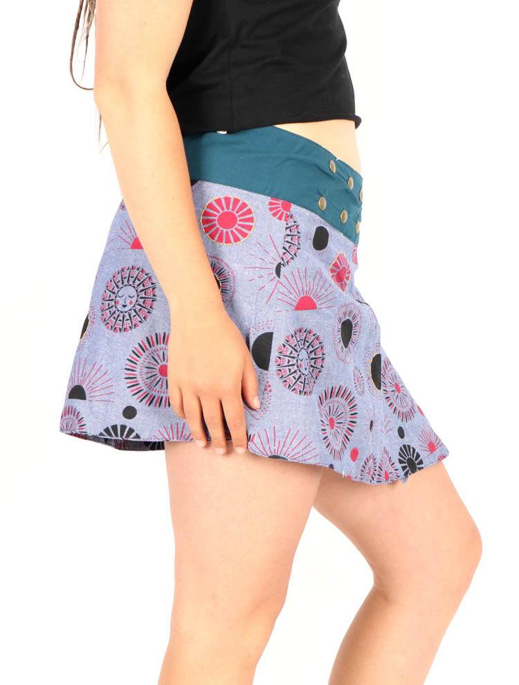 Minifalda boho con tachuelas sol y luna FAEV43