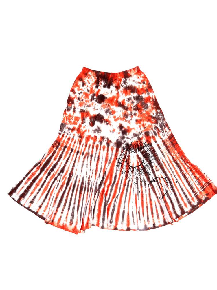 Falda midi tie-dye sol y luna FAEV46 color Ocre