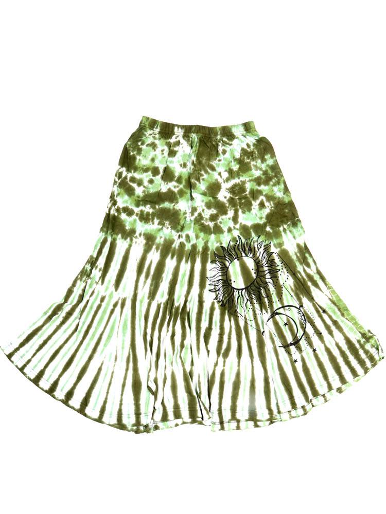 Color Verde Falda midi tie-dye sol y luna FAEV46 color Verde