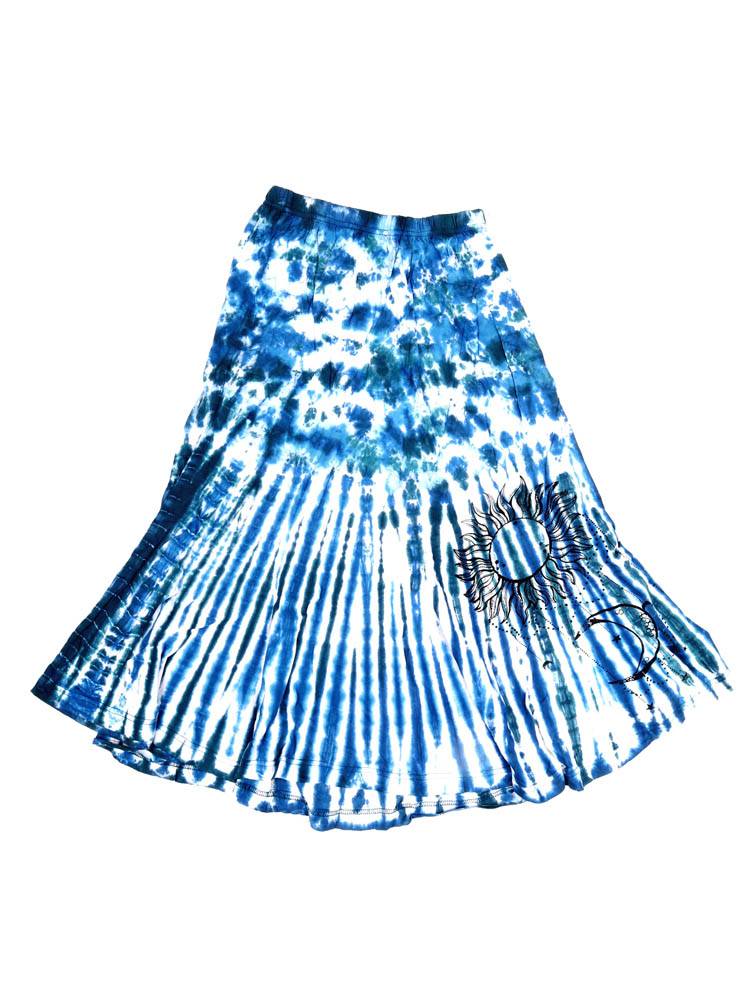 Color Azul Falda midi tie-dye sol y luna FAEV46 color Azul