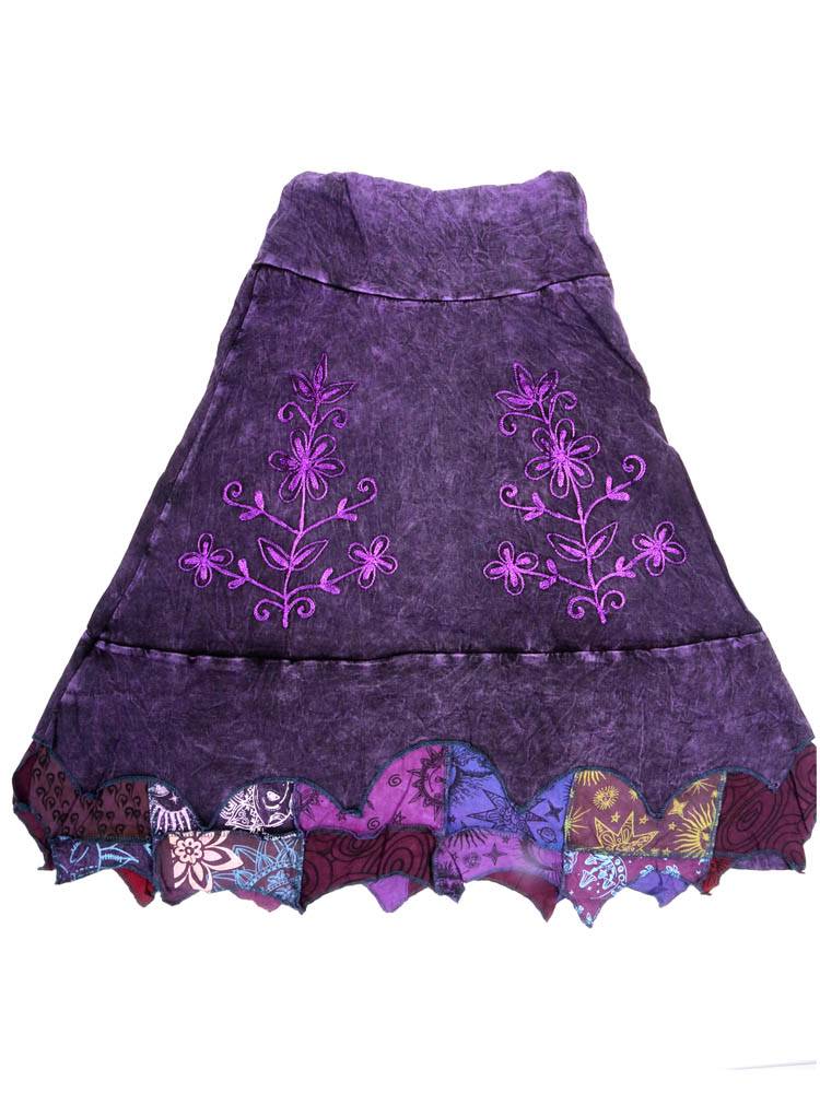 Falda midi bordada con alma artesanal FAEV49 color Morado
