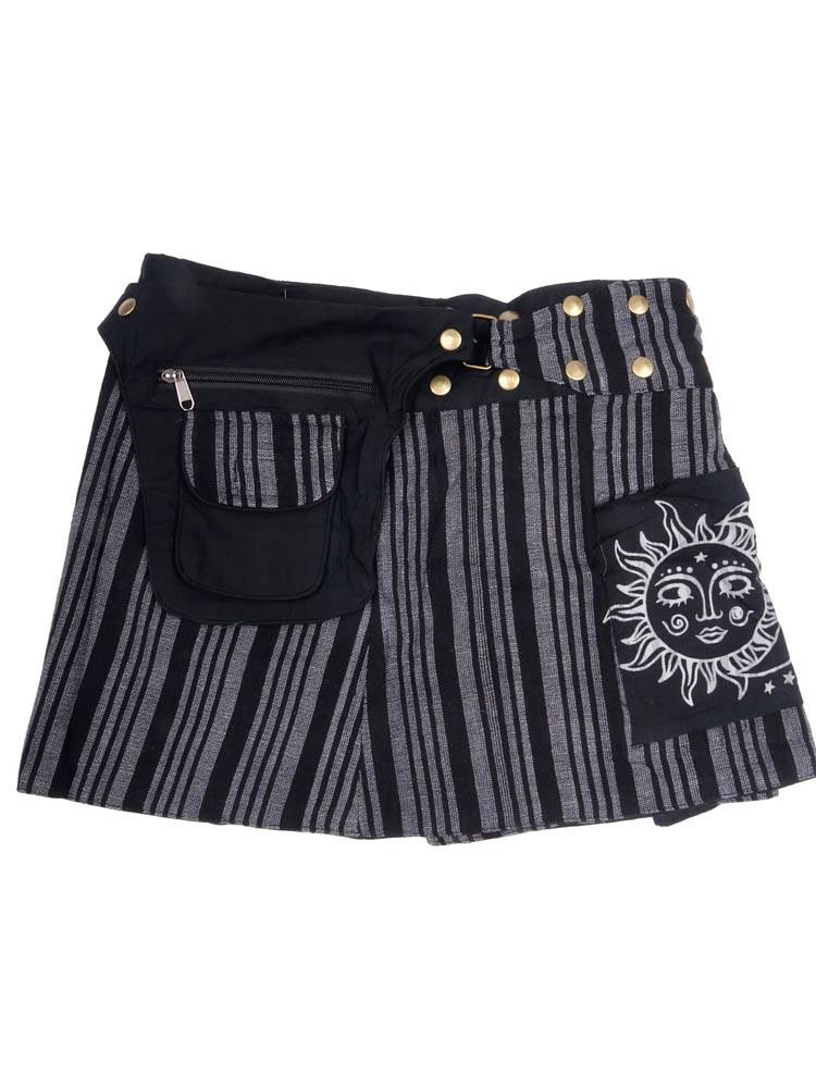 Minifalda alma libre de rayas con bolsillo FAEV50 color Negro