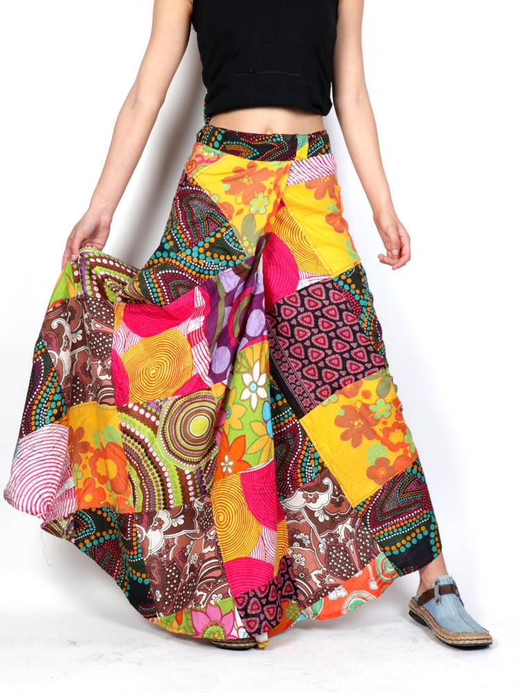 Falda Hippie Larga Patchwork [FAHC01] para comprar al por Mayor o Detalle en la categoría de Faldas y Minifaldas
