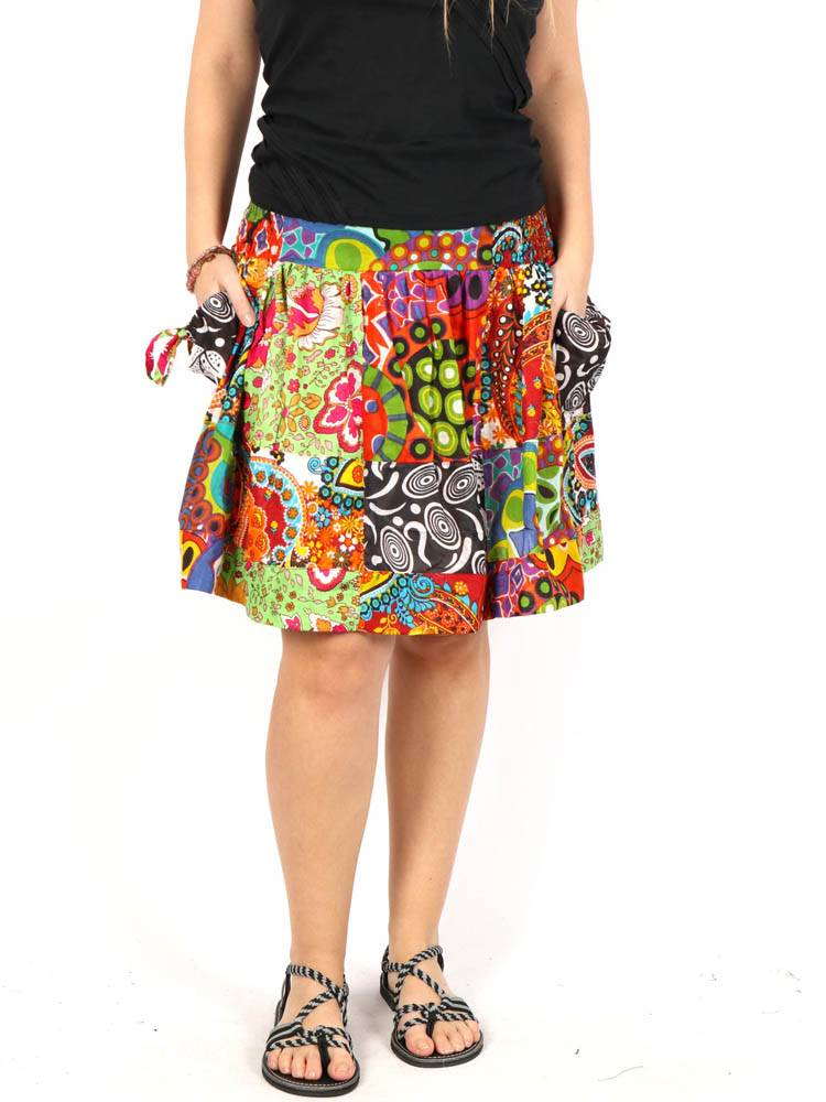 Falda Hippie Patchwork Estampada [FAHC03] para comprar al por Mayor o Detalle en la categoría de Faldas y Minifaldas