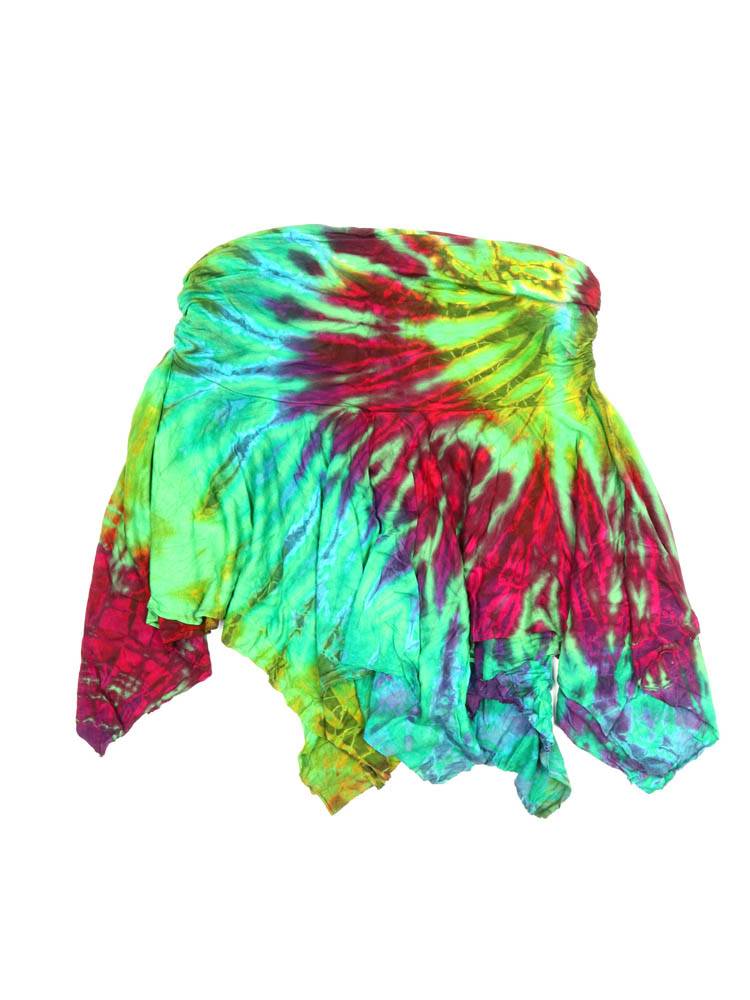 Minifalda/Top hippie Tie Dye con Picos FAPN02 color Verde