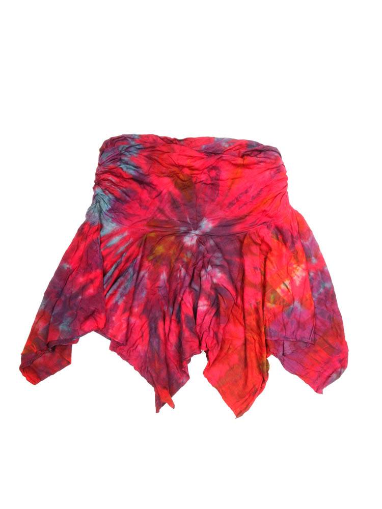 Minifalda/Top hippie Tie Dye con Picos FAPN02 color Rojo