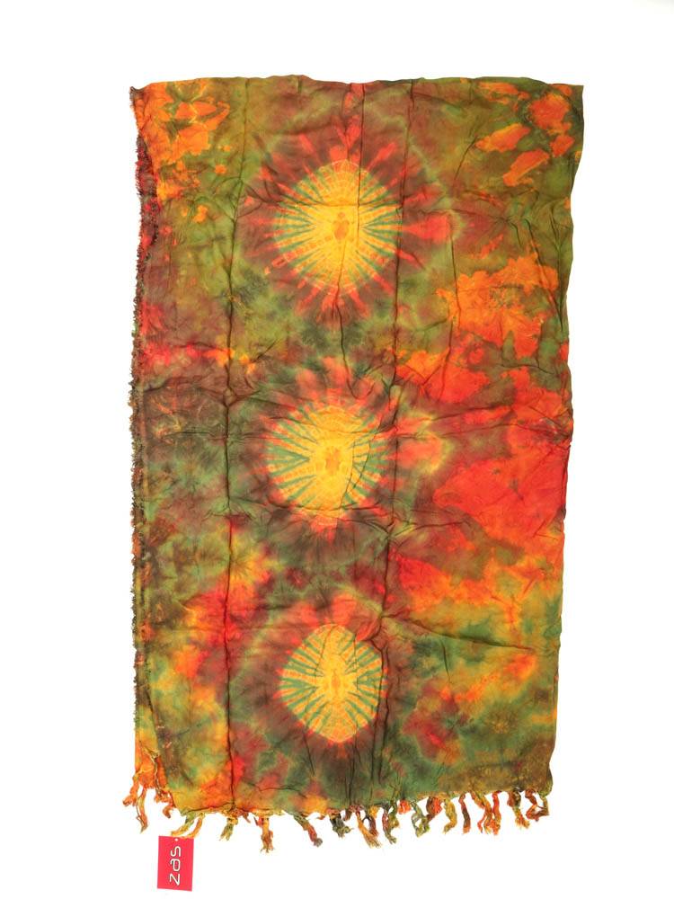Pareo de rayón Tie Dye multicolor FUPN04 color Verde