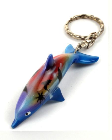 Llavero de delfines pintados a aerógrafo [LLVB-J] para comprar al por Mayor o Detalle en la categoría de Cinturones Llaveros