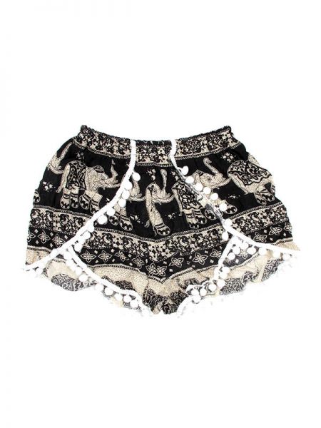 Modelo: Negro Pantalones Cortos Hippie Ethnic - Pantalón hippie corto PAET01 - Modelo Negro