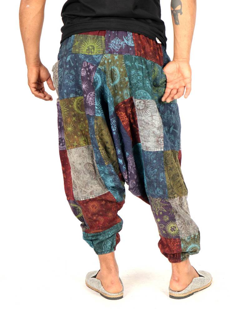 Pantalón harem patchwork con cintura elástica PAEV56