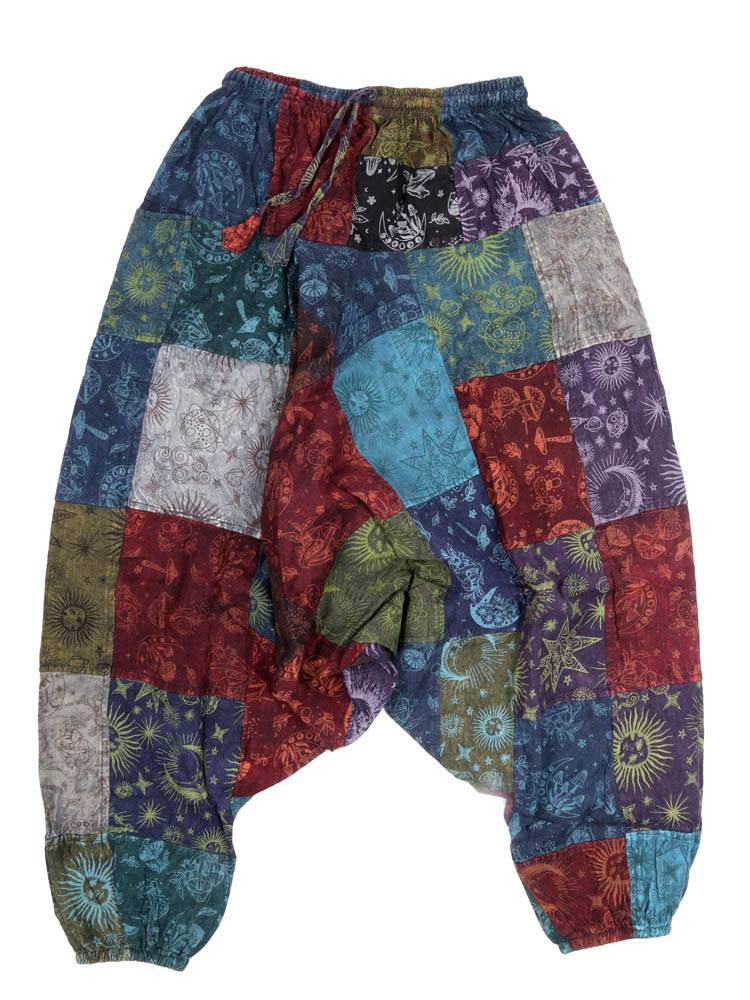 Pantalón harem patchwork con cintura elástica PAEV56