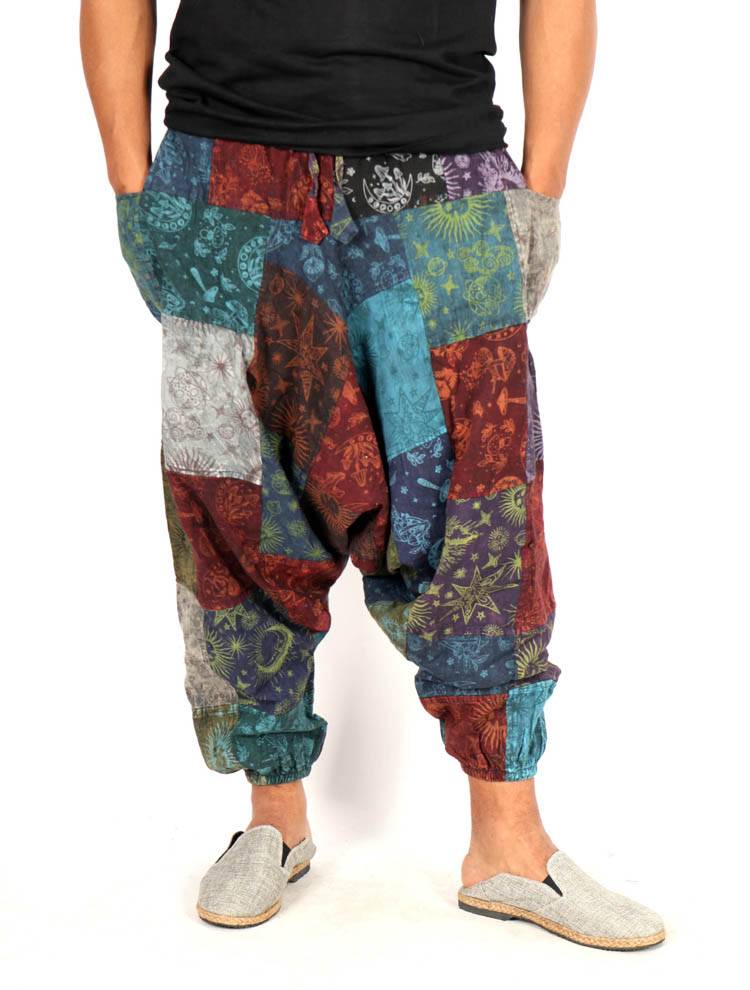 Pantalón harem patchwork con cintura elástica PAEV56