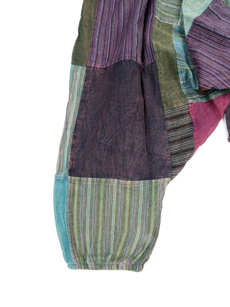 Pantalón harem patchwork en tonos tierra verdes PAEV57