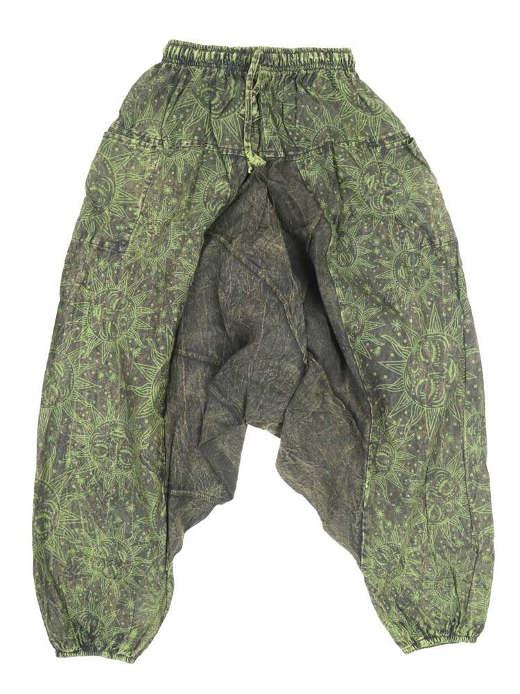 Color Verde Pantalón harem unisex con esencia libre y caída fluida PAEV61 color Verde
