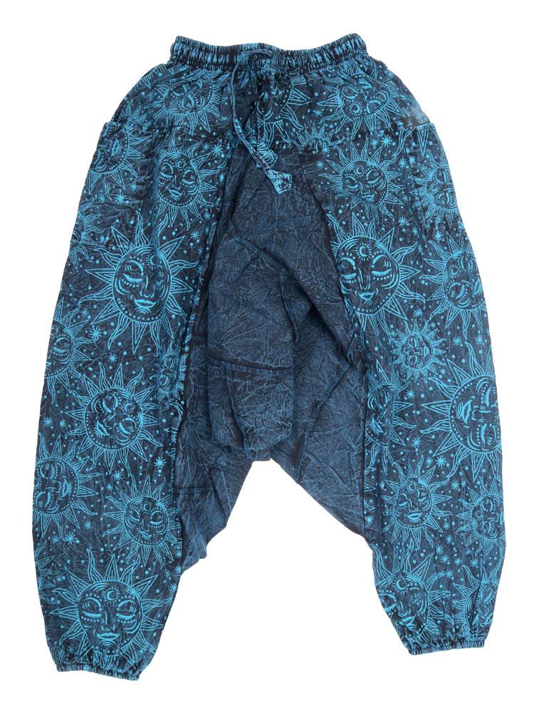 Color Azul Pantalón harem unisex con esencia libre y caída fluida PAEV61 color Azul