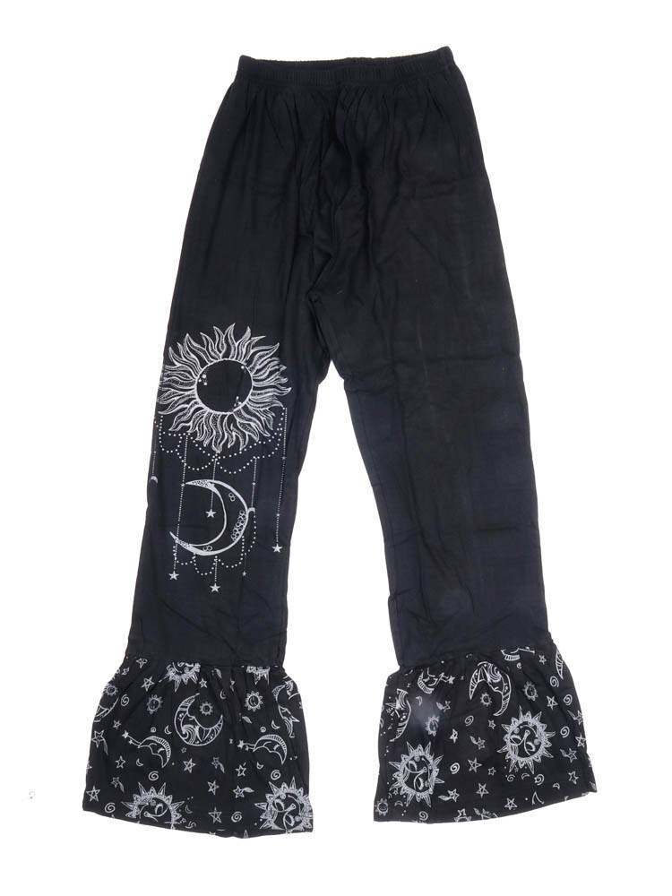 Color Negro Pantalón campana con movimiento y un toque especial PAEV62 color Negro