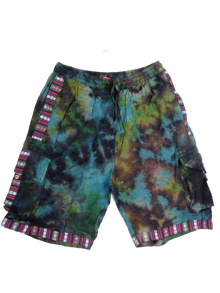 Bermuda tie dye con esencia libre y detalles étnicos PAEV63 color Azul