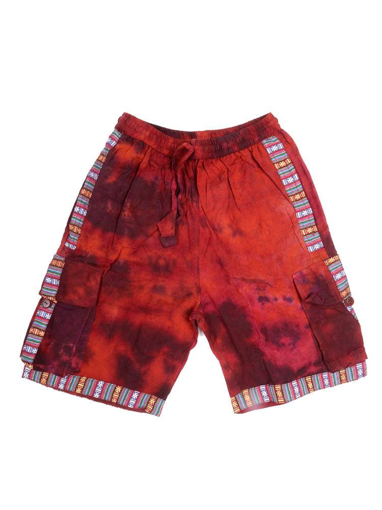 Bermuda tie dye con esencia libre y detalles étnicos PAEV63 color Rojo