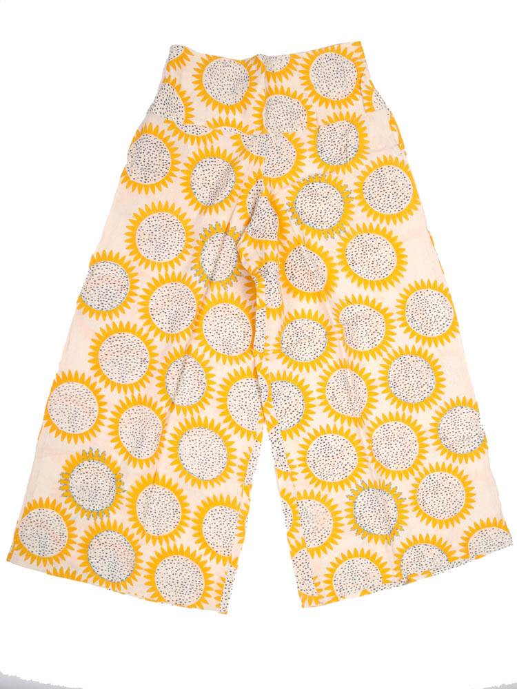 Color Amarillo Pantalón ancho girasol con esencia natural PAEV66 color Amarillo