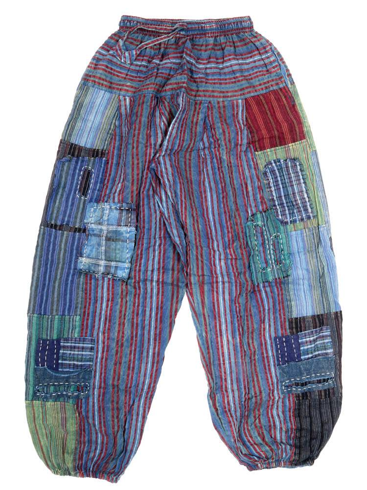Pantalón jogger patchwork rayas con alma viajera PAEV71 color Azul