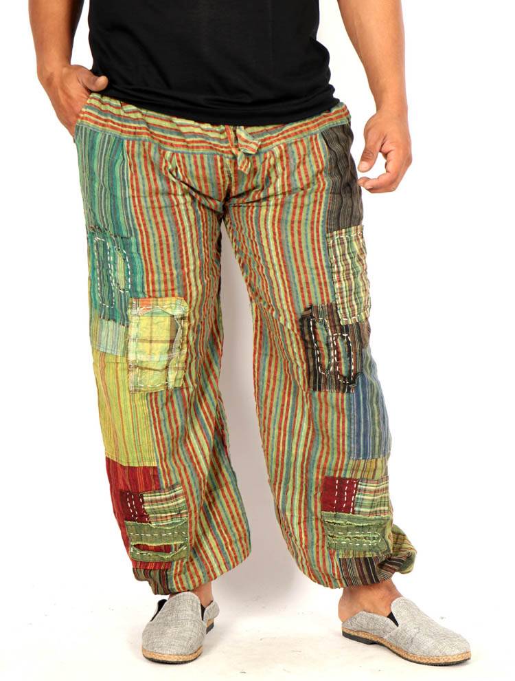 Pantalón jogger patchwork rayas con alma viajera PAEV71