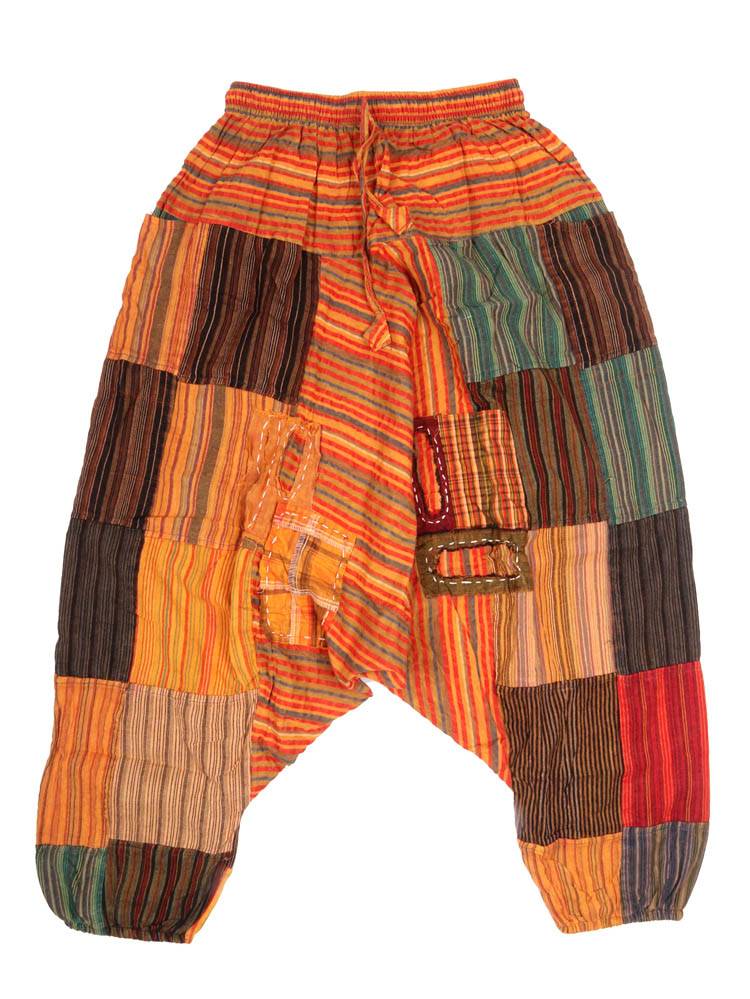 Pantalón harem patchwork rayas, esencia artesanal PAEV72 color Naranja