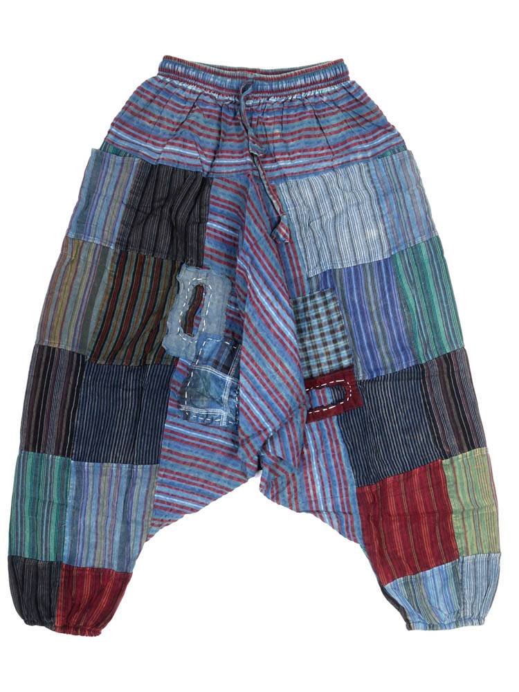 Pantalón harem patchwork rayas, esencia artesanal PAEV72 color Azul