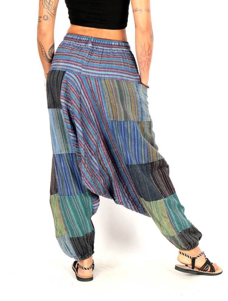 Pantalón harem patchwork rayas, esencia artesanal PAEV72