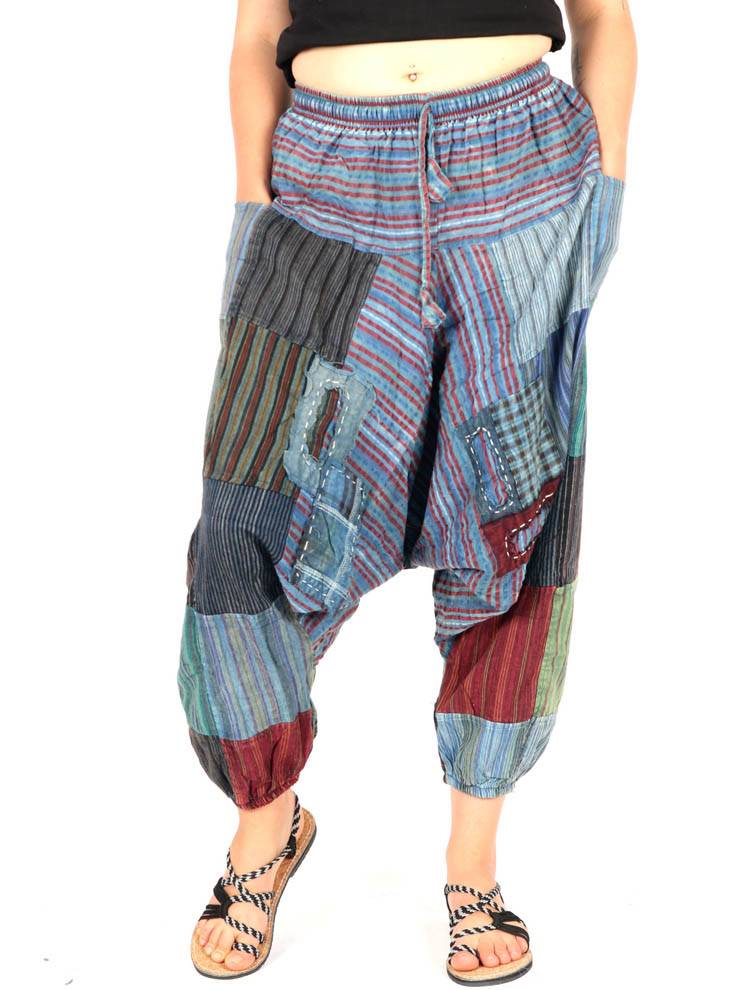 Pantalón harem patchwork rayas, esencia artesanal PAEV72