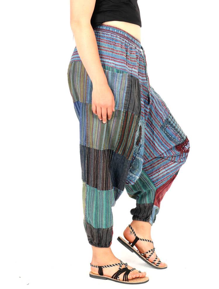 Pantalón harem patchwork rayas, esencia artesanal PAEV72