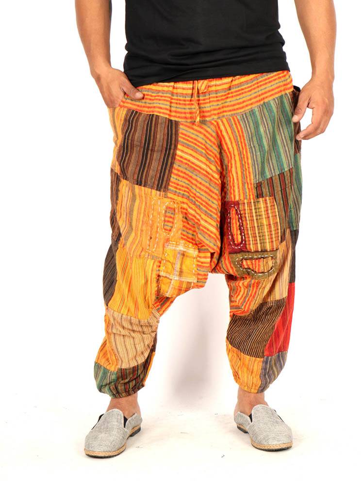 Pantalón harem patchwork rayas, esencia artesanal PAEV72