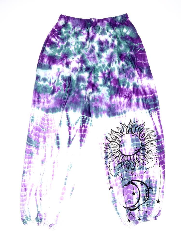Pantalón jogger tie dye sol y luna con energía cósmica PAEV74 color Morado