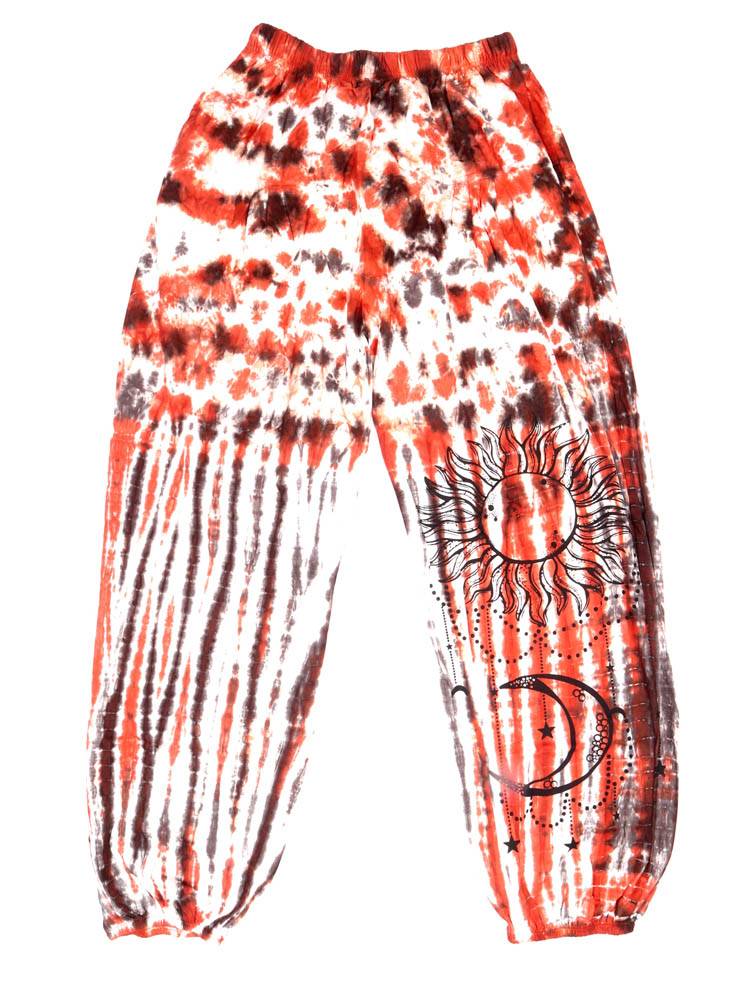 Pantalón jogger tie dye sol y luna con energía cósmica PAEV74 color Ocre