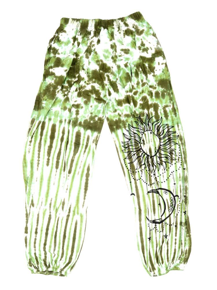 Pantalón jogger tie dye sol y luna con energía cósmica PAEV74 color Verde