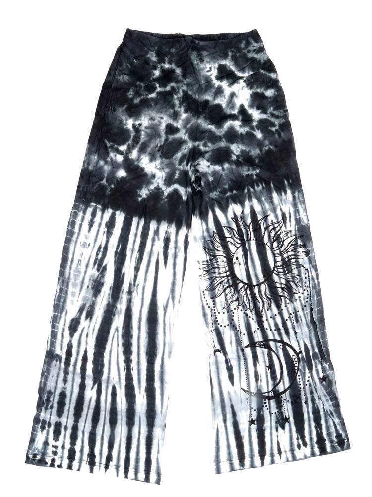 Pantalón amplio tie dye sol y luna en contraste PAEV76 color Negro