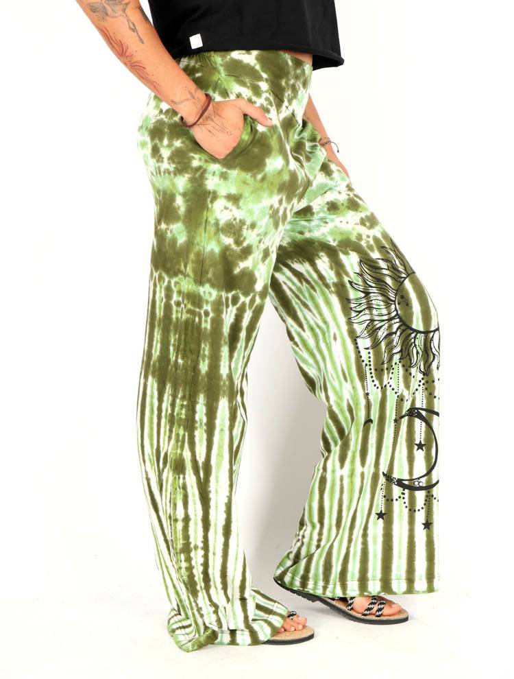 Pantalón amplio tie dye sol y luna en contraste PAEV76
