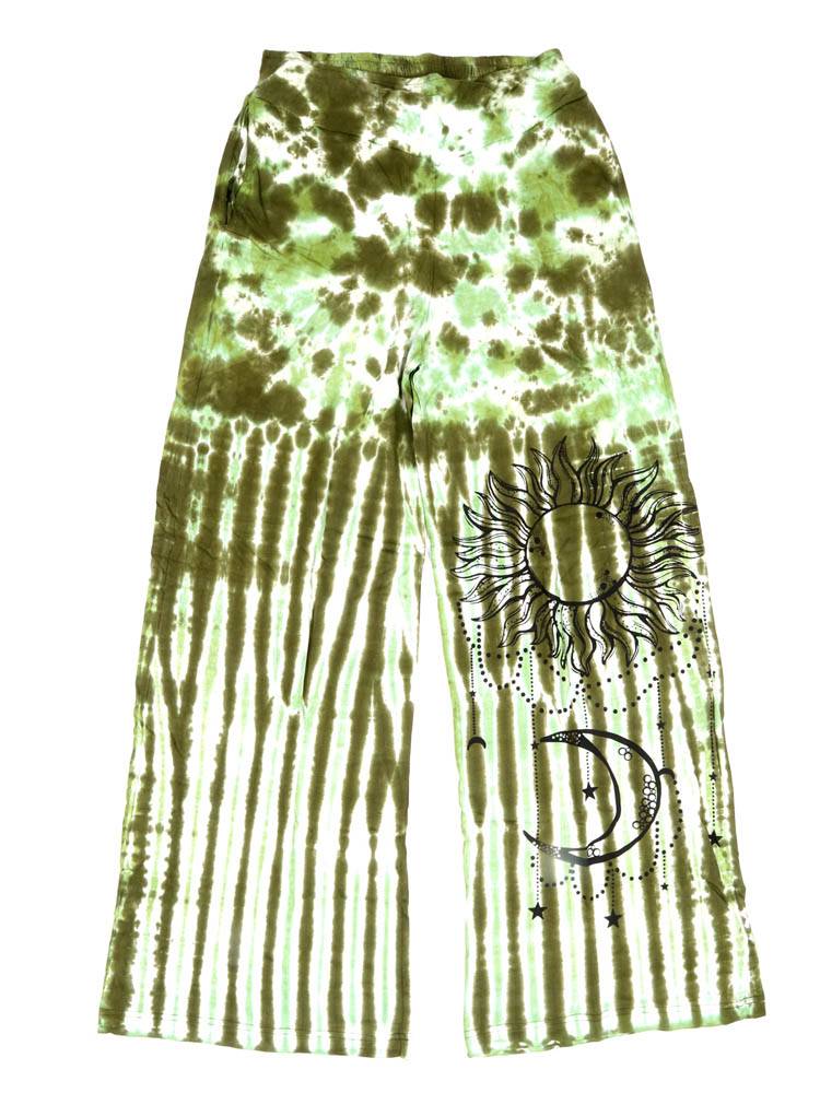Pantalón amplio tie dye sol y luna en contraste PAEV76 color Verde