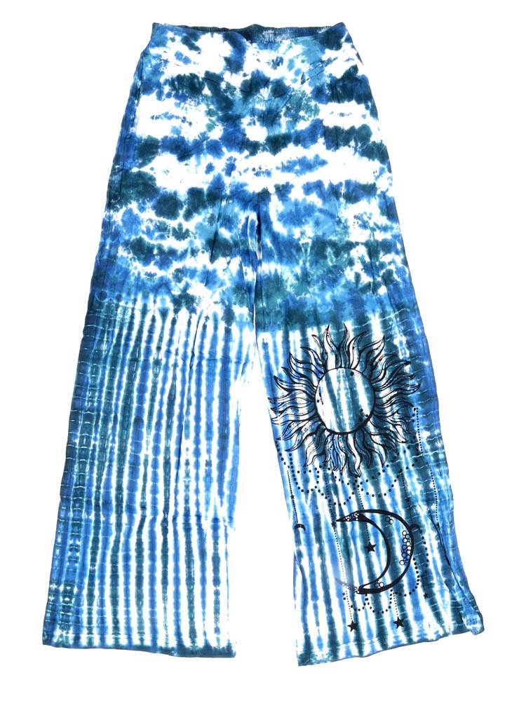Pantalón amplio tie dye sol y luna en contraste PAEV76 color Azul