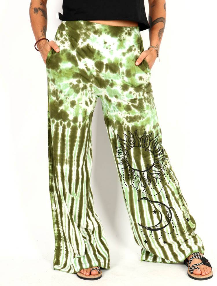 Pantalón amplio tie dye sol y luna en contraste PAEV76
