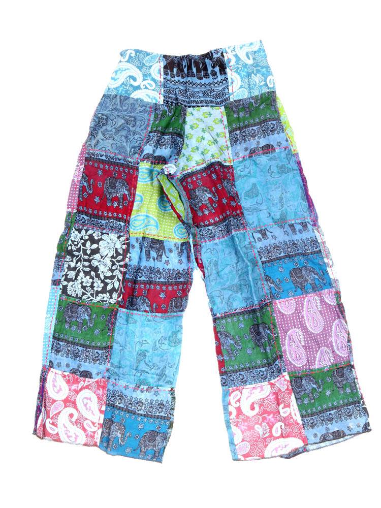 Pantalón patchwork amplio en tonos violeta y azul PAEV78 color Azul